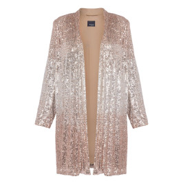 Persona by Marina Rinaldi Long Sequin Duster Coat Rose Gold  - Plus Size Collection