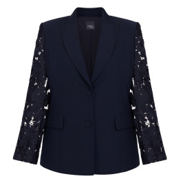 Persona by Marina Rinaldi Lace Sleeve Jacket Navy  - Plus Size Collection