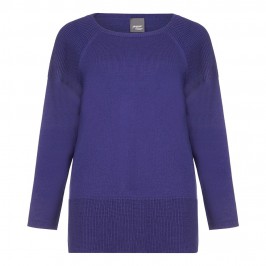 PERSONA long blue SWEATER with ribbed details - Plus Size Collection