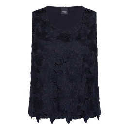 Persona by Marina Rinaldi Macrame Lace Top Navy  - Plus Size Collection