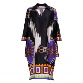 Piero Moretti Silk Print Dress Black