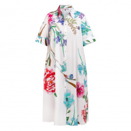 Piero Moretti Cotton Printed Dress White  - Plus Size Collection