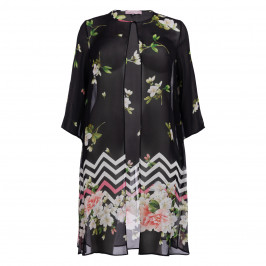 Piero Moretti Georgette Blossom Print Duster Jacket  - Plus Size Collection