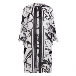 Piero Moretti Georgette Abstract Print Duster Jacket  - Plus Size Collection