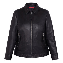 Marina Rinaldi Leather Biker Jacket Black  - Plus Size Collection