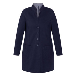 RoFa Textured Cotton-Blend Long Jacket Navy  - Plus Size Collection