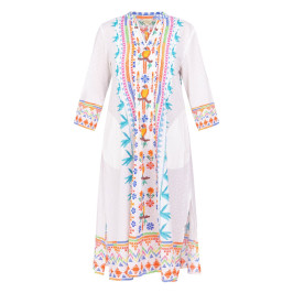 RYY Embroidered Cotton Kaftan White - Plus Size Collection