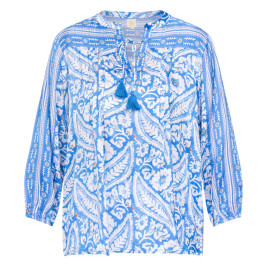 RYY Satin Block Print Tunic Blue - Plus Size Collection