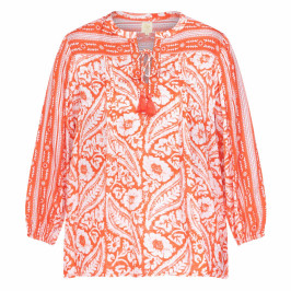 RYY Satin Block Print Tunic Coral 