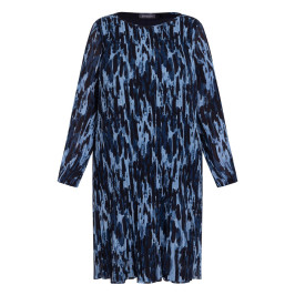 Samoon Pleated Animal Print Dress Blue - Plus Size Collection