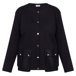 SeeYou by Biggi M Ribbed Jersey Cardigan Black  - Plus Size Collection