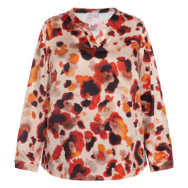 SeeYou by Biggi M Ink Blot Print Satin Tunic Red  - Plus Size Collection