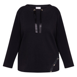 SeeYou by Biggi M Ribbed Jersey Knitted Tunic Black  - Plus Size Collection