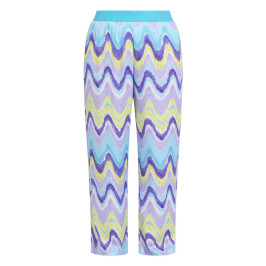 SeeYou by Biggi M Wide Leg Wave Print Multicolour Trouser - Plus Size Collection