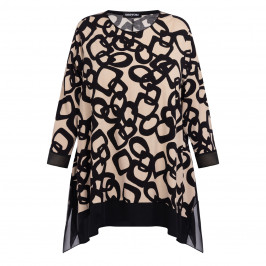SeeYou by Biggi M Print Tunic Beige and Black  - Plus Size Collection