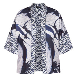 Tia Satin Kimono Jacket Navy - Plus Size Collection