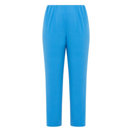 Tia Pull On Satin Jersey Trousers Turquoise - Plus Size Collection