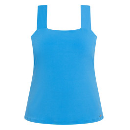 Tia Square Neck Satin Jersey Vest Turquoise - Plus Size Collection