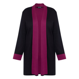 Verpass Long Cardigan Black and Berry - Plus Size Collection