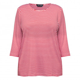 VERPASS BRETON STRIPE T-SHIRT RED  - Plus Size Collection