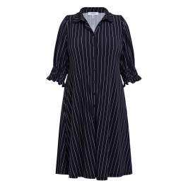 Yoek Stretch Jersey Pinstripe Dress Navy  - Plus Size Collection