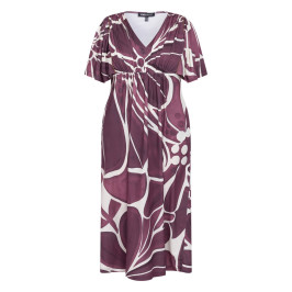 Yoek Abstract Floral Dress Berry  - Plus Size Collection