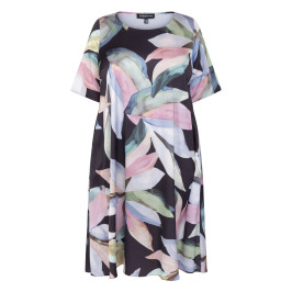 Yoek Satin Floral Print Dress  - Plus Size Collection