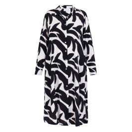 Yoek Shirt Dress Print Black and White - Plus Size Collection