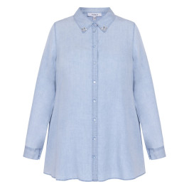Yoek Jewel Collar Shirt Pale Blue 