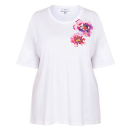 Yoek Floral Print T-Shirt White  - Plus Size Collection