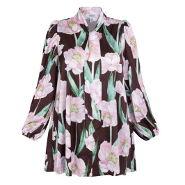 Yoek Satin Bold Floral Tunic  - Plus Size Collection