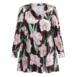 Yoek Velvet Bold Floral Tunic - Plus Size Collection
