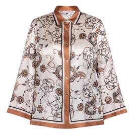 Piero Moretti Equestrian Print Silk Shirt - Plus Size Collection
