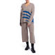 PIAZZA DELLA SCALA CROPPED KNITTED TROUSERS TAUPE WITH SIDE STRIPE 