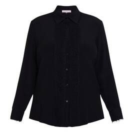 Piero Moretti Lace Applique Shirt Black  - Plus Size Collection