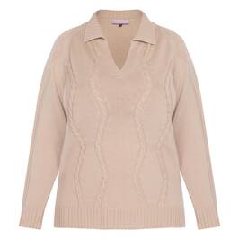Piero Moretti Cable Knit Sweater Beige - Plus Size Collection