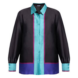 LUISA VIOLA SATIN SHIRT BLACK  - Plus Size Collection