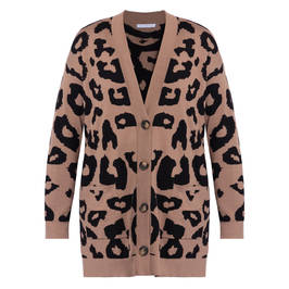 LUISA VIOLA INTARSIA CARDIGAN ANIMAL PRINT  - Plus Size Collection