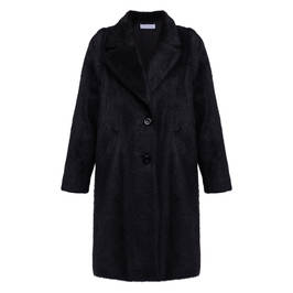 LUISA VIOLA BLACK FAUX-FUR COAT  - Plus Size Collection