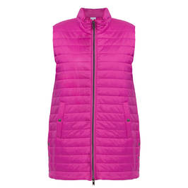 BEIGE HORIZONTAL QUILT GILET FUCHSIA  - Plus Size Collection