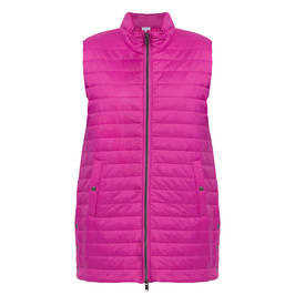 BEIGE HORIZONTAL QUILT GILET FUCHSIA  - Plus Size Collection