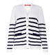 MARINA RINALDI WHITE AND NAVY STRIPE CARDIGAN