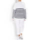 MARINA RINALDI WHITE AND NAVY STRIPE CARDIGAN