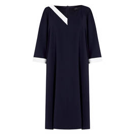 MARINA RINALDI MIDI FLARE DRESS NAVY - Plus Size Collection