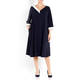 MARINA RINALDI MIDI FLARE DRESS NAVY