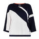 PERSONA BY MARINA RINALDI NAVY AND WHITE INTARSIA SWEATER