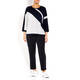 PERSONA BY MARINA RINALDI NAVY AND WHITE INTARSIA SWEATER
