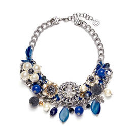 NUR PEARL AND JEWEL NECKLACE BLUE - Plus Size Collection