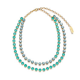 TWO STRAND SWAROVSKI CRYSTAL NECKLACE AQUA AND TURQUOISE - Plus Size Collection