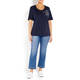 LUISA VIOLA EMBELLISHED JERSEY T-SHIRT NAVY